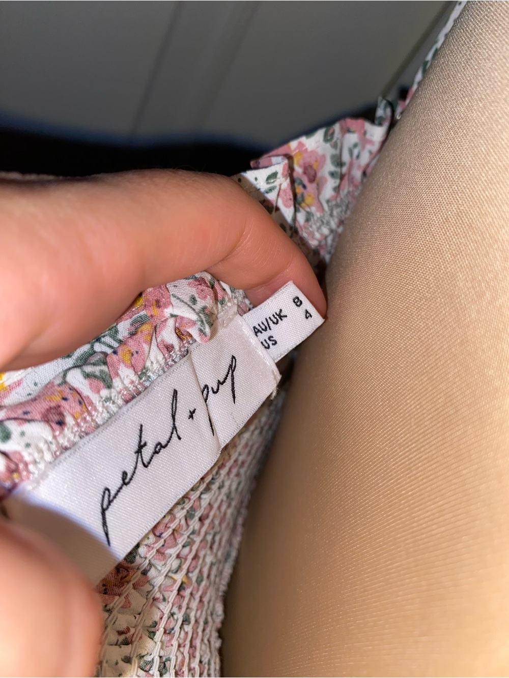 Petal & Pup Lyne Dress Size 4 Pink White Floral Smocked Bodycon Midi - Picture 9 of 11